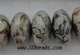 CPT197 15.5 inches 9*16mm faceted rondelle grey picture jasper beads