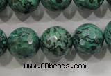 CPT218 15.5 inches 16mm faceted round green picture jasper beads