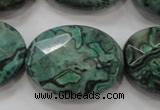 CPT243 15.5 inches 22*30mm faceted oval green picture jasper beads