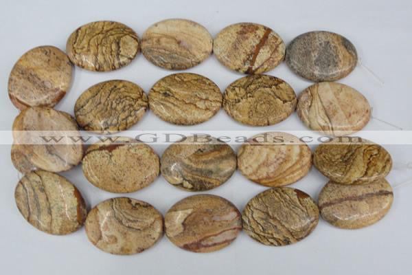 CPT256 15.5 inches 30*40mm oval picture jasper beads wholesale