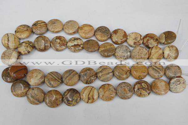 CPT258 15.5 inches 18mm flat round picture jasper beads wholesale