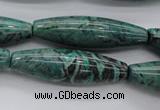 CPT307 15.5 inches 12*40mm rice green picture jasper beads