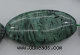 CPT324 15.5 inches 25*50mm oval green picture jasper beads