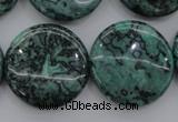 CPT332 15.5 inches 25mm flat round green picture jasper beads