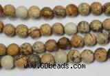 CPT501 15.5 inches 6mm faceted round picture jasper beads wholesale