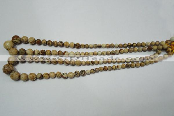 CPT510 15.5 inches 6mm – 14mm faceted round picture jasper beads