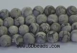 CPT570 15.5 inches 4mm round matte grey picture jasper beads