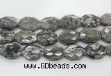 CPT581 20*30mm - 22*32mm faceted octagonal grey picture jasper beads