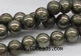 CPY07 16 inches 10mm round pyrite gemstone beads wholesale