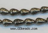 CPY132 15.5 inches 8*12mm teardrop pyrite gemstone beads wholesale