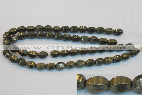 CPY145 15.5 inches 10*14mm rice pyrite gemstone beads wholesale