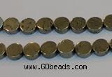 CPY151 15.5 inches 8mm coin pyrite gemstone beads wholesale