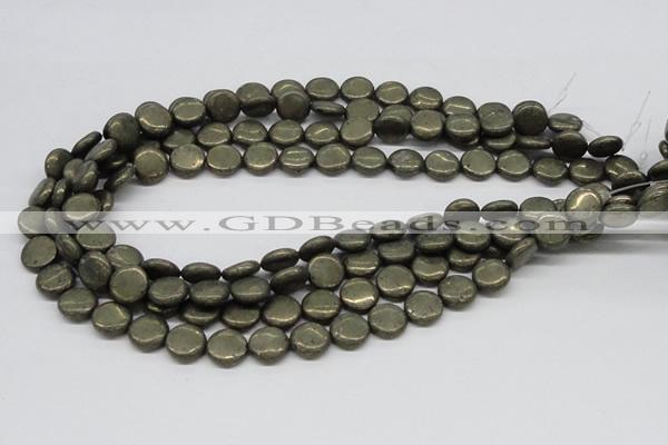 CPY17 16 inches 12mm coin pyrite gemstone beads wholesale