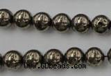 CPY204 15.5 inches 10mm round pyrite gemstone beads wholesale