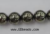 CPY206 15.5 inches 14mm round pyrite gemstone beads wholesale