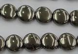 CPY222 15.5 inches 12mm flat round pyrite gemstone beads wholesale