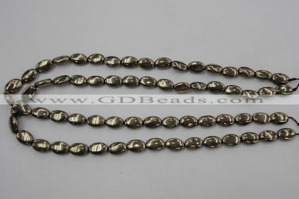 CPY231 15.5 inches 8*12mm oval pyrite gemstone beads wholesale