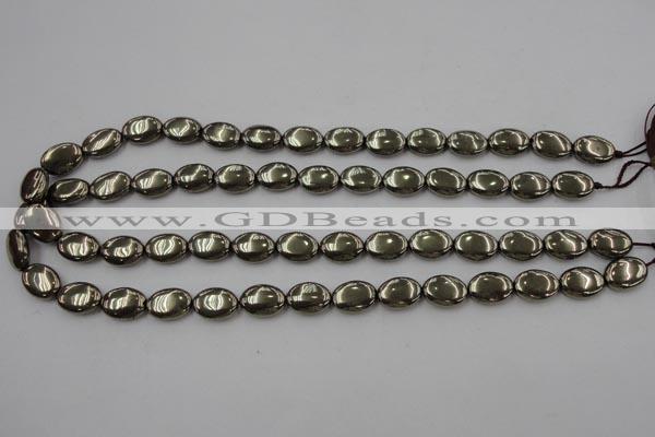 CPY232 15.5 inches 10*14mm oval pyrite gemstone beads wholesale