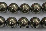 CPY26 16 inches 16mm round pyrite gemstone beads wholesale