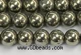 CPY260 15.5 inches 4mm round pyrite gemstone beads wholesale