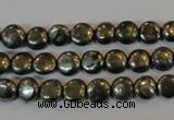 CPY300 15.5 inches 7mm flat round pyrite gemstone beads wholesale