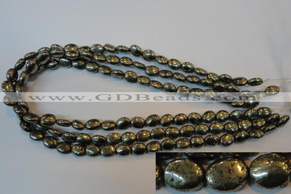 CPY32 16 inches 8*10mm oval pyrite gemstone beads wholesale