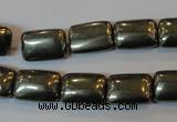 CPY321 15.5 inches 10*14mm rectangle pyrite gemstone beads wholesale