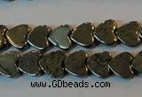 CPY330 15.5 inches 6*6mm heart pyrite gemstone beads wholesale