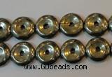 CPY336 15.5 inches 12mm donut pyrite gemstone beads wholesale