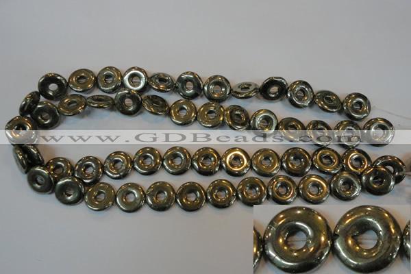 CPY338 15.5 inches 16mm donut pyrite gemstone beads wholesale