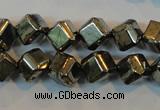 CPY361 15.5 inches 6*6mm faceted cube pyrite gemstone beads