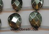 CPY376 Top drilled 15*20mm briolette pyrite gemstone beads