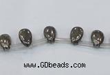 CPY381 Top drilled 6*8mm flat teardrop pyrite gemstone beads