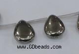 CPY385 Top drilled 13*18mm flat teardrop pyrite gemstone beads