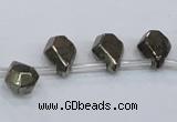 CPY388 Top drilled 9*11mm - 10*14mm faceted flat teardrop pyrite beads