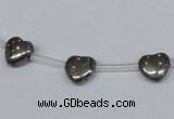 CPY391 Top drilled 8*8mm heart pyrite gemstone beads wholesale