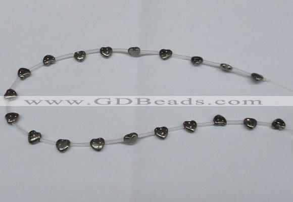 CPY391 Top drilled 8*8mm heart pyrite gemstone beads wholesale