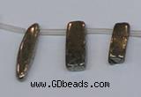 CPY395 Top drilled 7*15mm - 8*20mm sticks pyrite gemstone beads