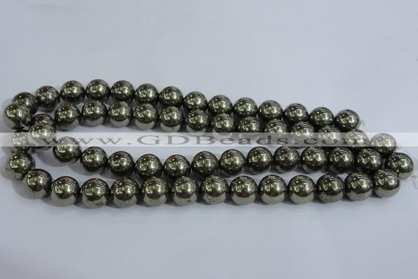 CPY406 15.5 inches 14mm round pyrite gemstone beads wholesale