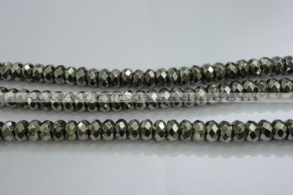 CPY430 15.5 inches 6*10mm faceted rondelle pyrite gemstone beads