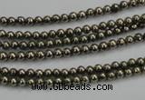 CPY45 16 inches 4mm round pyrite gemstone beads wholesale