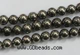 CPY47 16 inches 8mm round pyrite gemstone beads wholesale