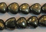 CPY51 16 inches 10*10mm heart pyrite gemstone beads wholesale