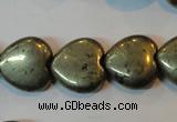 CPY53 16 inches 14*14mm heart pyrite gemstone beads wholesale