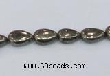 CPY576 15.5 inches 8*11mm flat teardrop pyrite gemstone beads