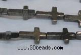 CPY583 15.5 inches 10*15mm cross pyrite gemstone beads wholesale