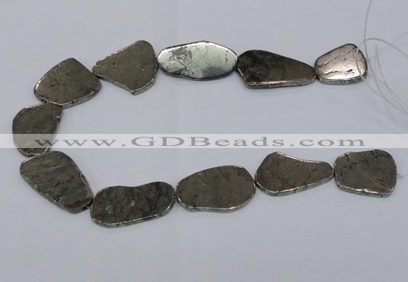 CPY586 15.5 inches 20*25mm - 30*40mm freeform pyrite gemstone beads