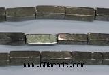 CPY592 15.5 inches 4*12mm cuboid pyrite gemstone beads