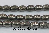 CPY597 15.5 inches 6*8mm rice pyrite gemstone beads wholesale