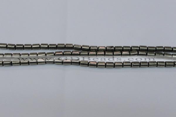 CPY608 15.5 inches 6*9mm tube pyrite gemstone beads